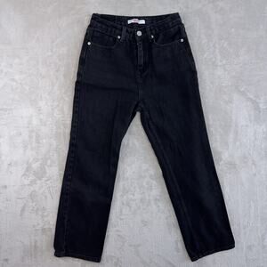 Ordinary Holiday Jeans Women's 24" Black Denim High Waisted Straight Leg Korean